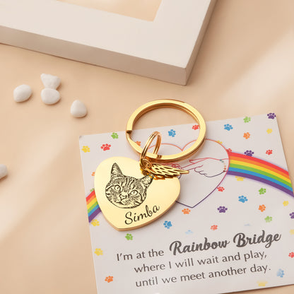 Heart Pet Portrait Rainbow Bridge Key Chain