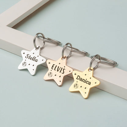 Star Shaped Space Pet Tag - Name