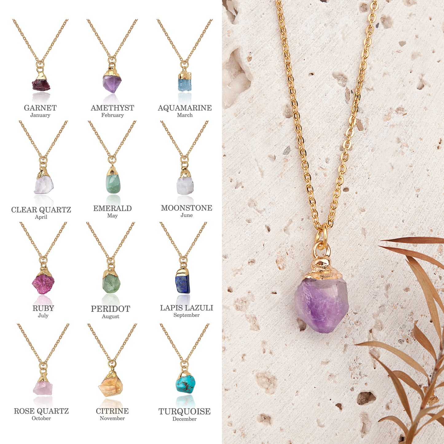 Raw Birthstone Necklaces