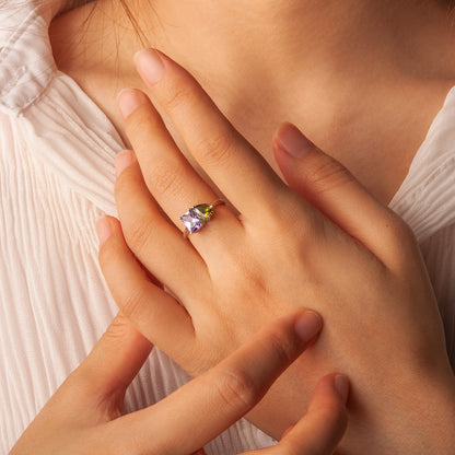 Toi et Moi Gemstone Sterling Silver Ring