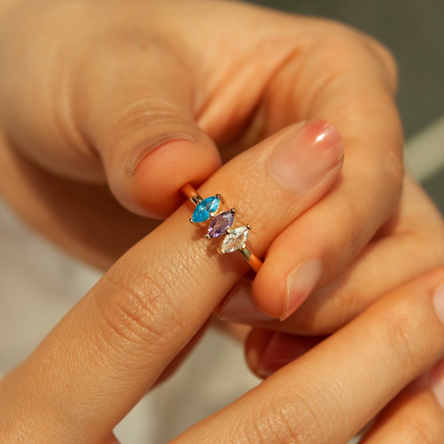 Personalized Horse Eye Birthstone Sterling Silver Ring