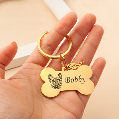 Dog Bone Pet Portrait Key Chain