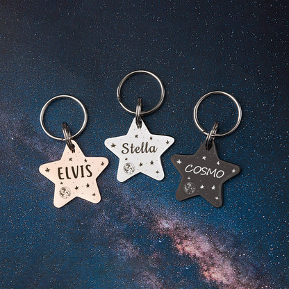 Star Shaped Space Pet Tag - Name