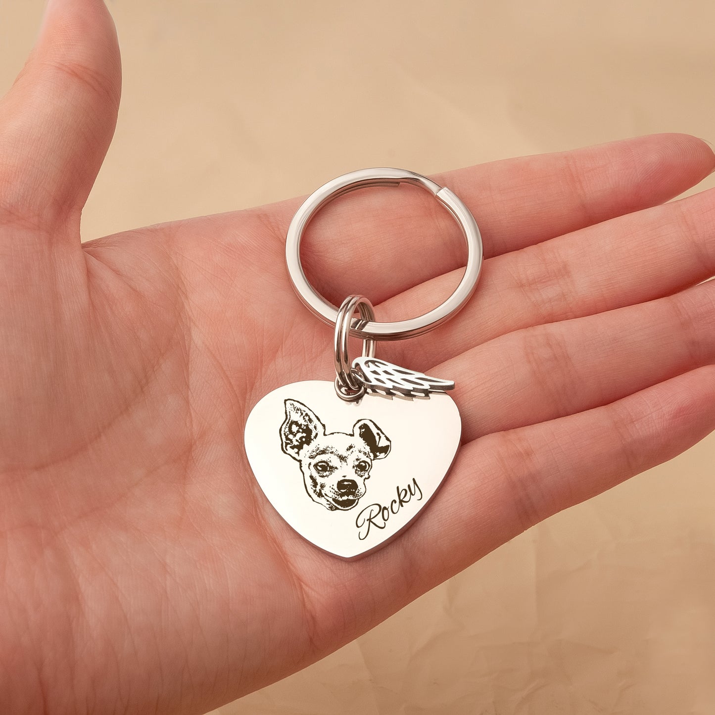 Heart Pet Portrait Rainbow Bridge Key Chain