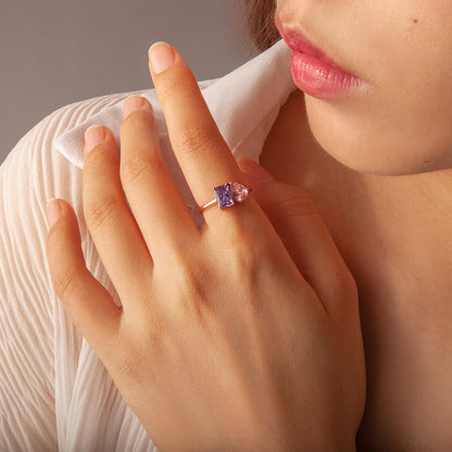 Toi et Moi Gemstone Sterling Silver Ring