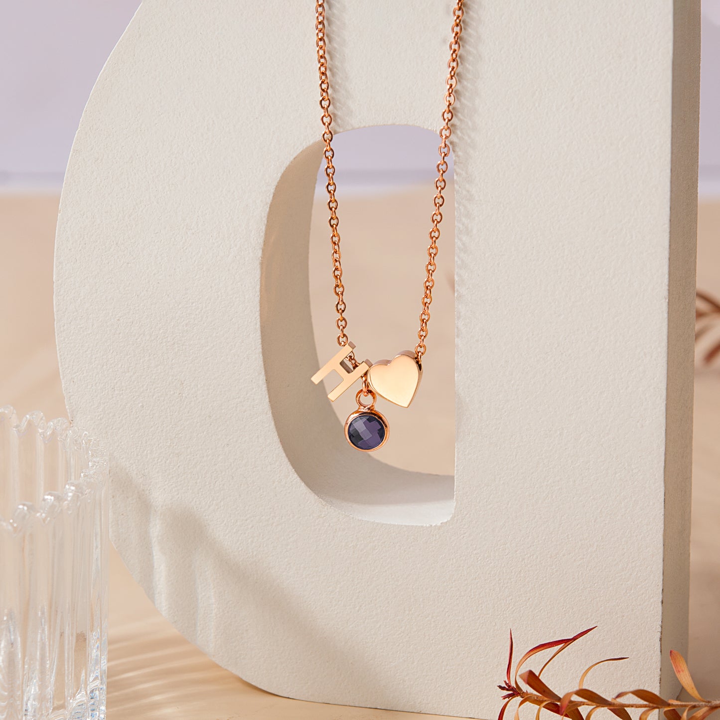 Birthstone Initial Necklace