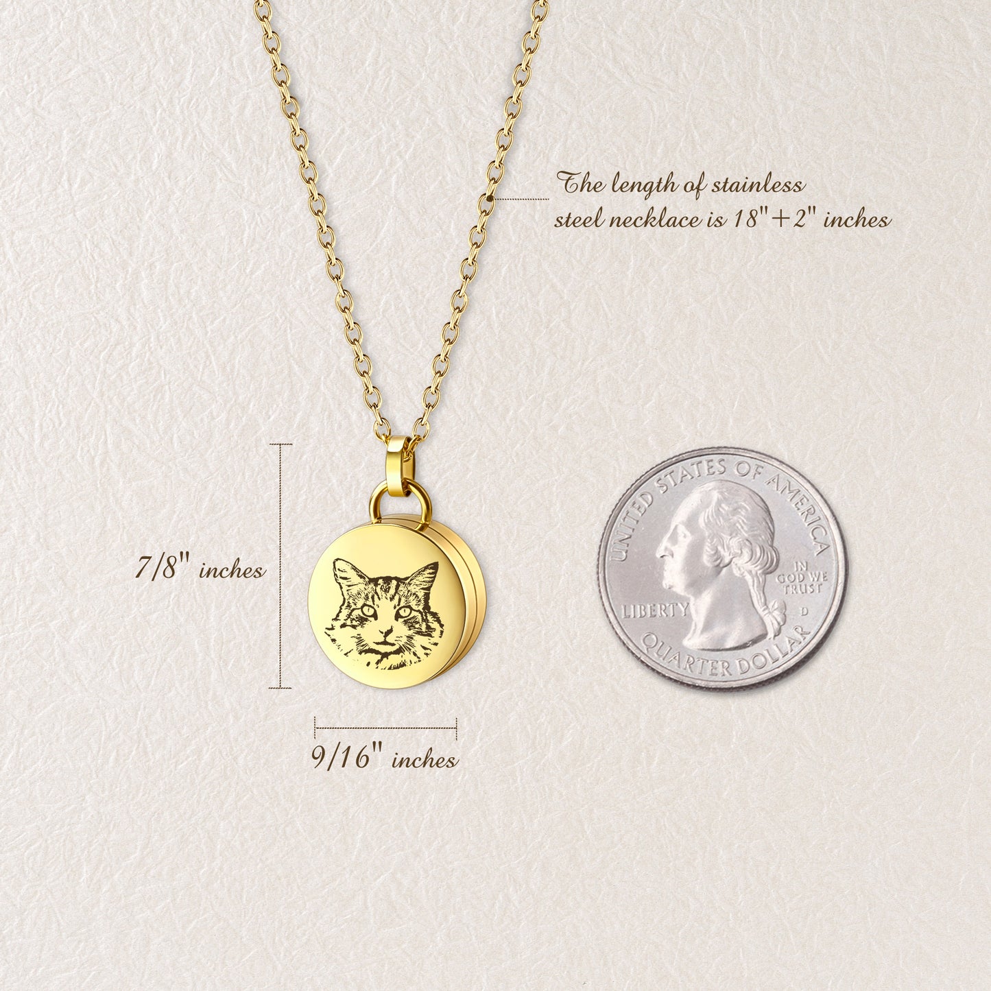 Pet Portrait Coin Memorial Necklace