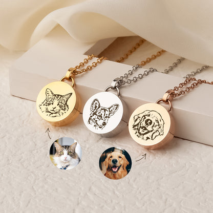 Pet Portrait Coin Memorial Necklace