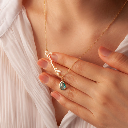 Personalized Name and Birthstone Necklace