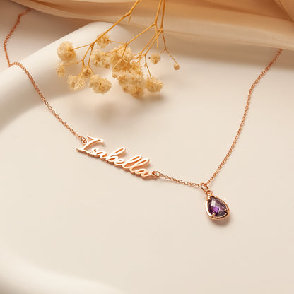 Personalized Name and Birthstone Necklace