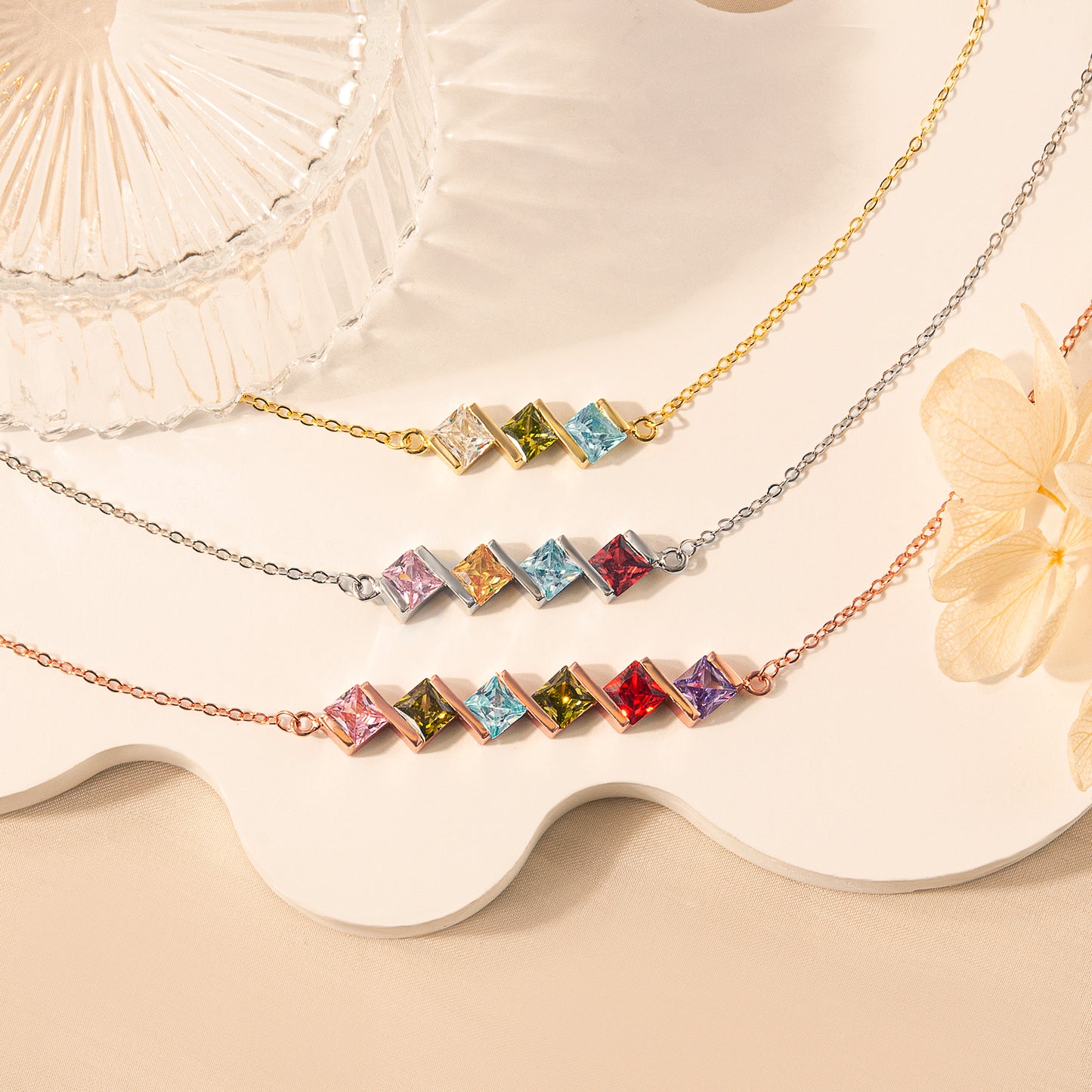 Square Birthstone Necklace