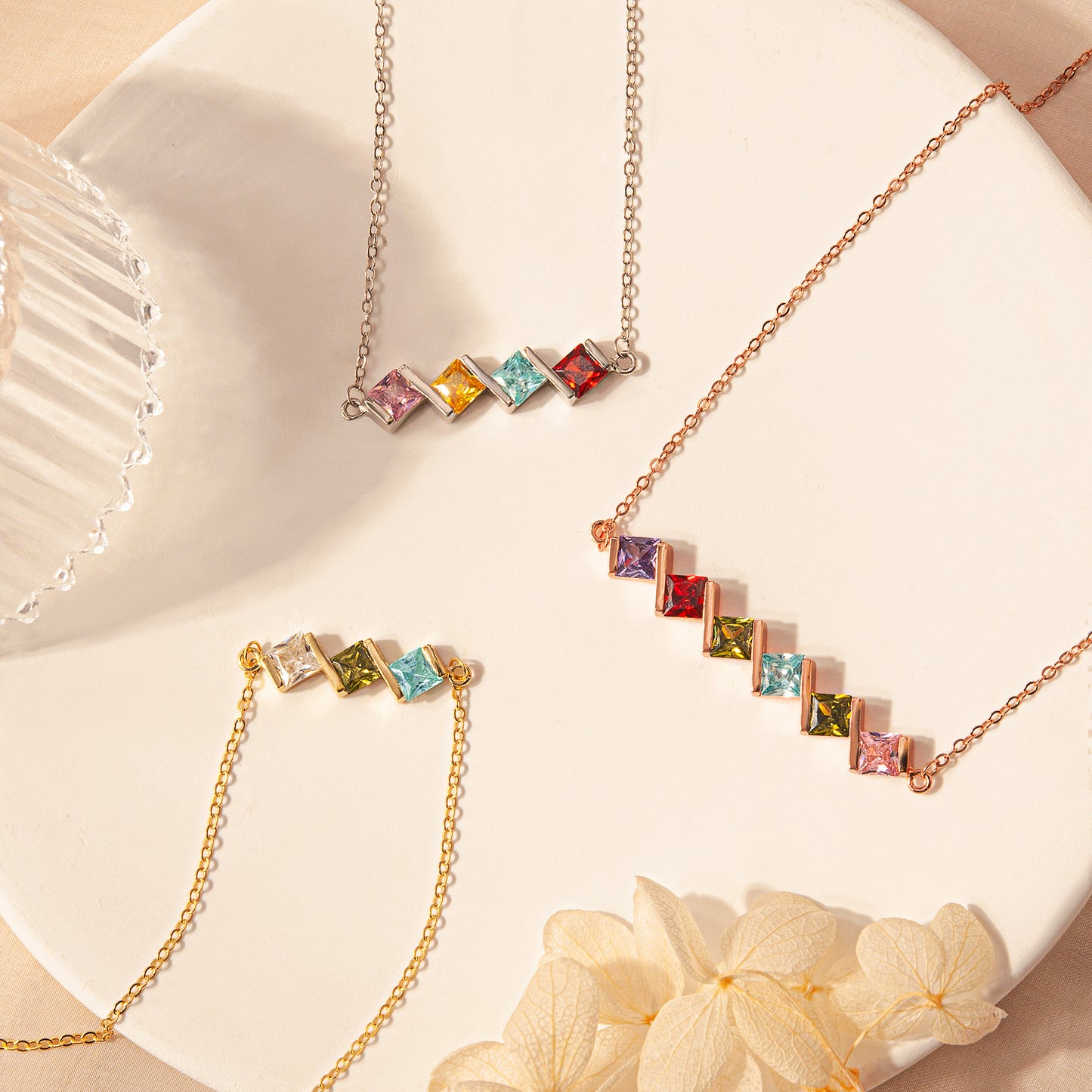 Square Birthstone Necklace