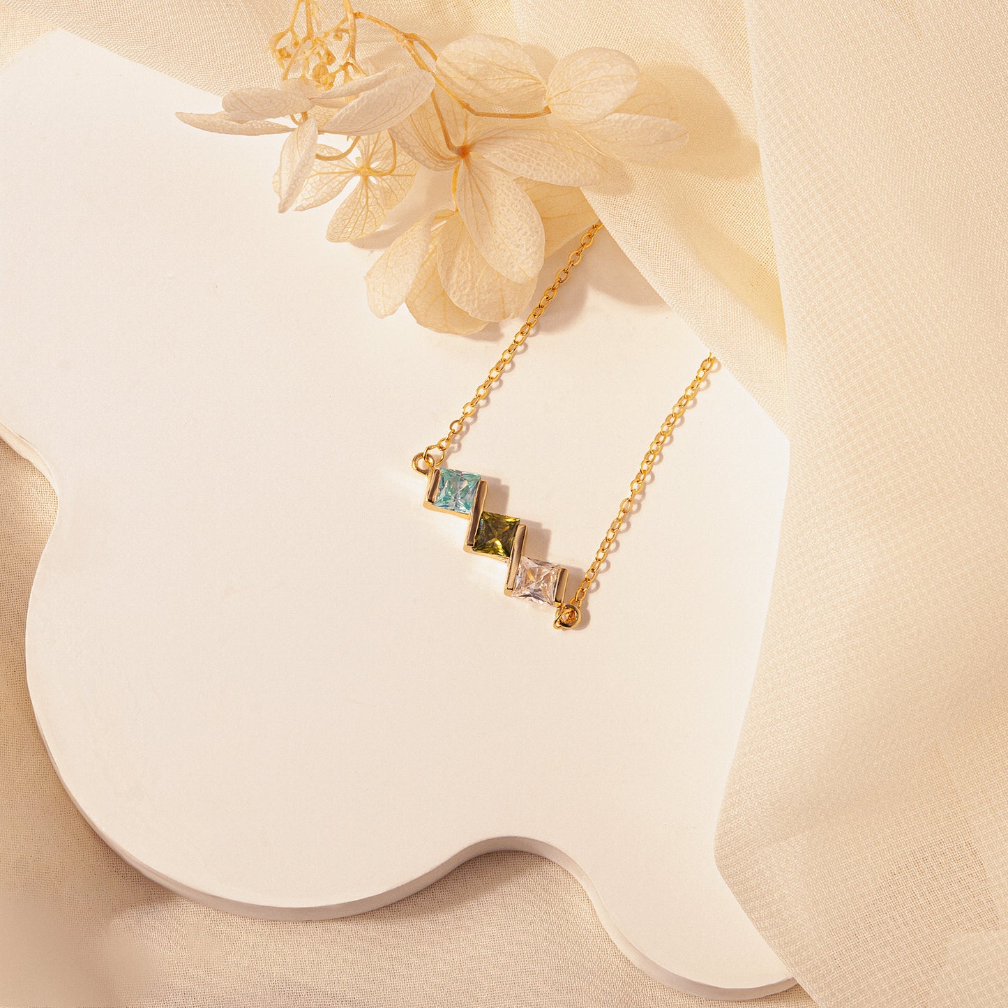 Square Birthstone Necklace