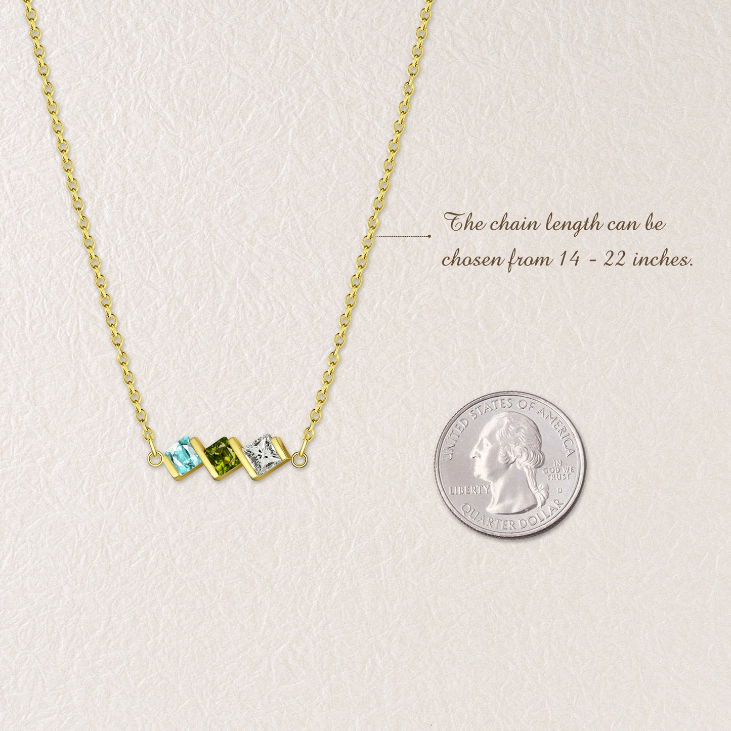 Square Birthstone Necklace