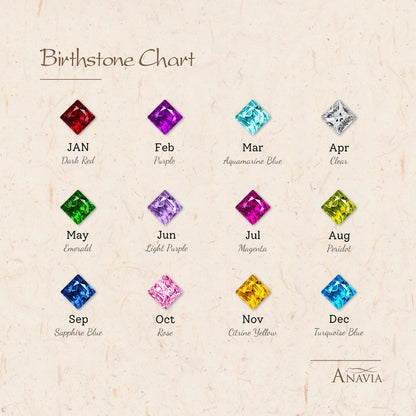 Square Birthstone Necklace