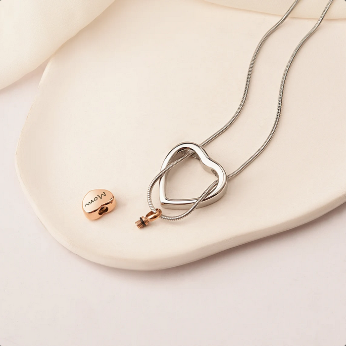 Floating Drop Heart Memorial Necklace