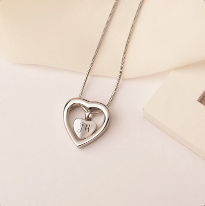 Floating Drop Heart Memorial Necklace