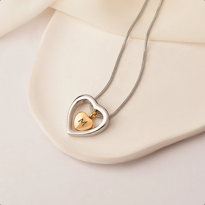 Floating Drop Heart Memorial Necklace