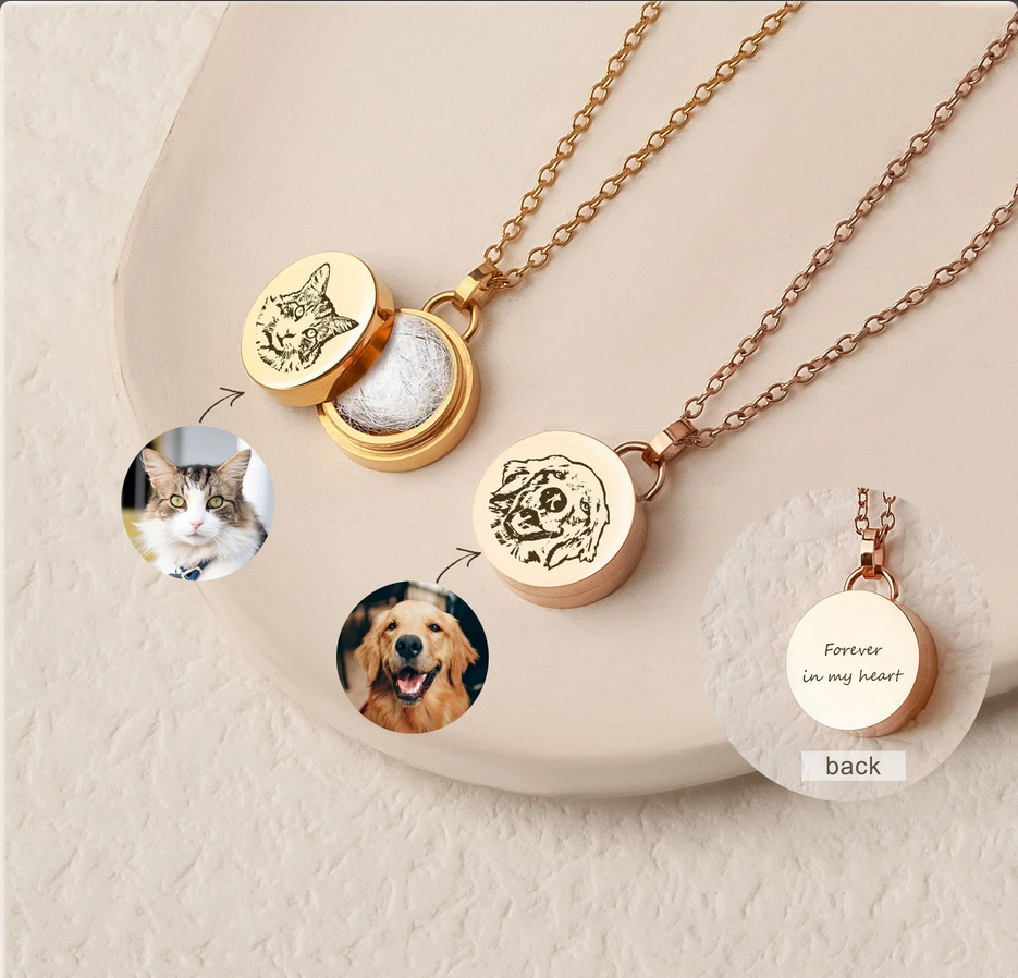 "The Best Memory of Your Loyal Friend" Pet Portrait Memorial Necklace