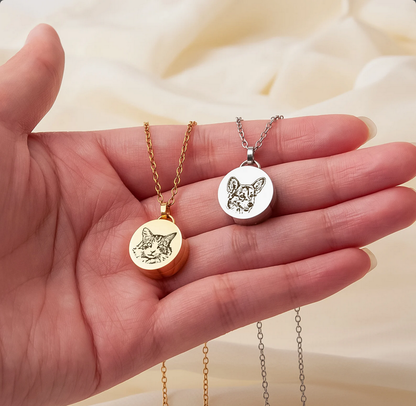 "The Best Memory of Your Loyal Friend" Pet Portrait Memorial Necklace