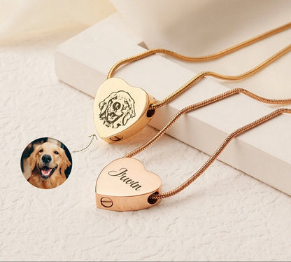 Pet Portrait Precious Heart Memorial Necklace