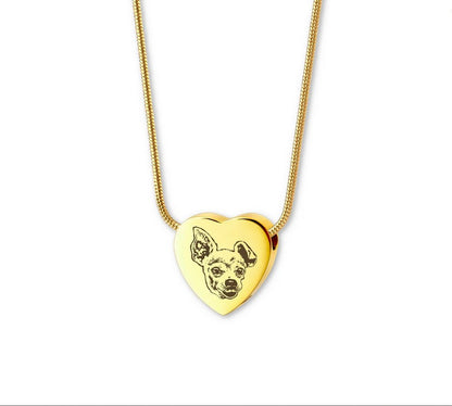 Pet Portrait Precious Heart Memorial Necklace