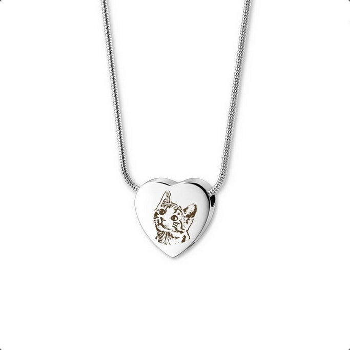 Pet Portrait Precious Heart Memorial Necklace