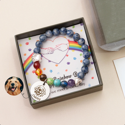 Personalized Rainbow Bridge Charm Memorial Bracelet