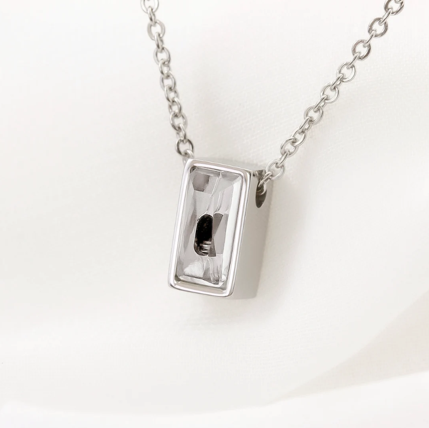 "Love Never Dies" Mini Cube Memorial Necklace