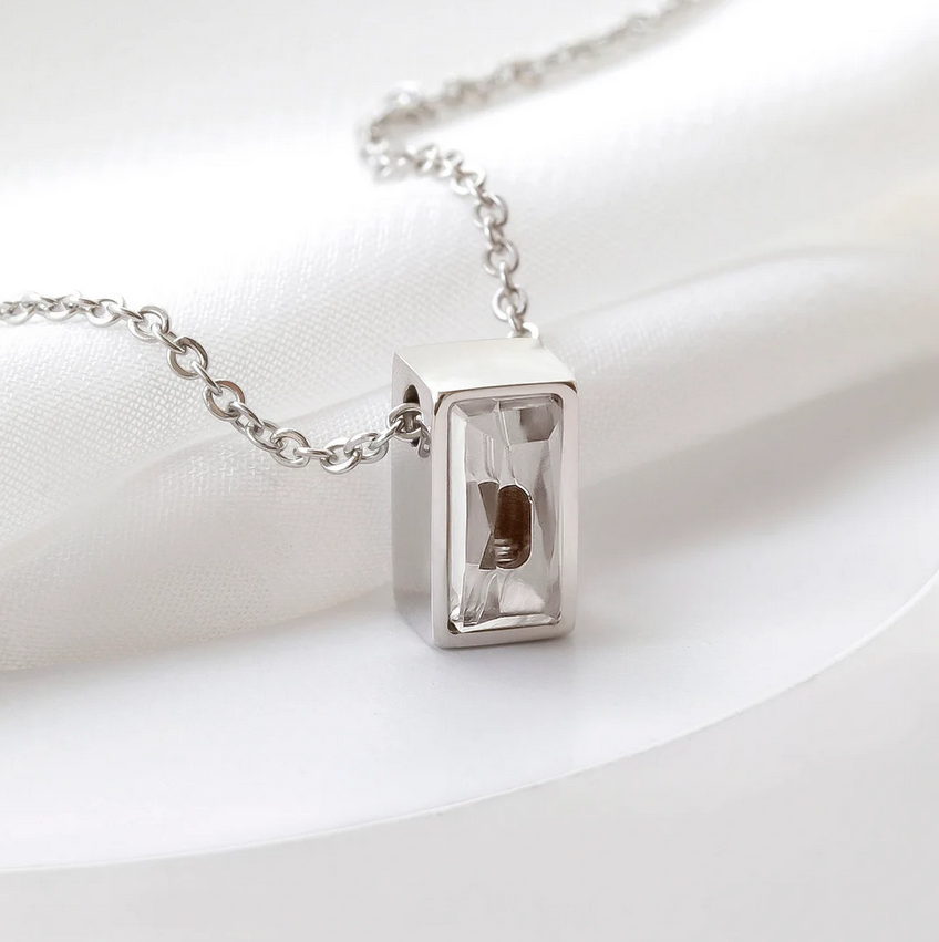 "Love Never Dies" Mini Cube Memorial Necklace