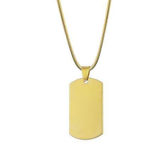 Gold Polished Blank Dog Tag Necklace