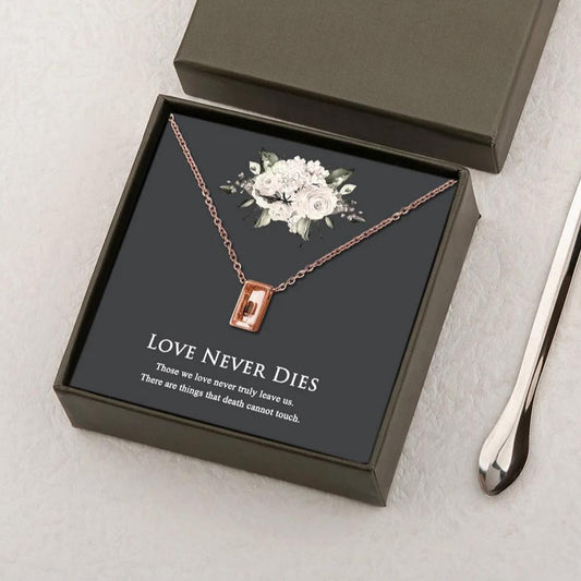 "Love Never Dies" Cube Memorial Necklace