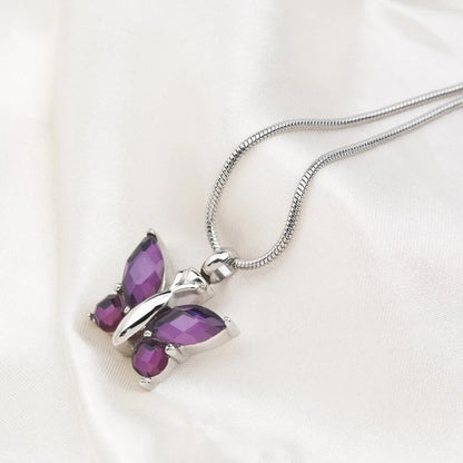 Crystal Butterfly Memorial Necklace