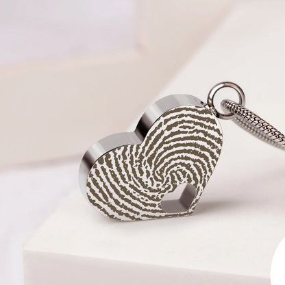 Sideways Heart Fingerprint Memorial Necklace