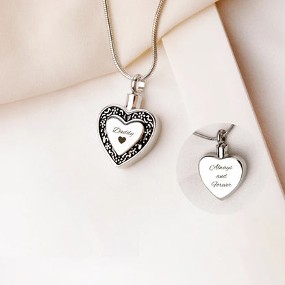 Black Floral Heart Memorial Necklace