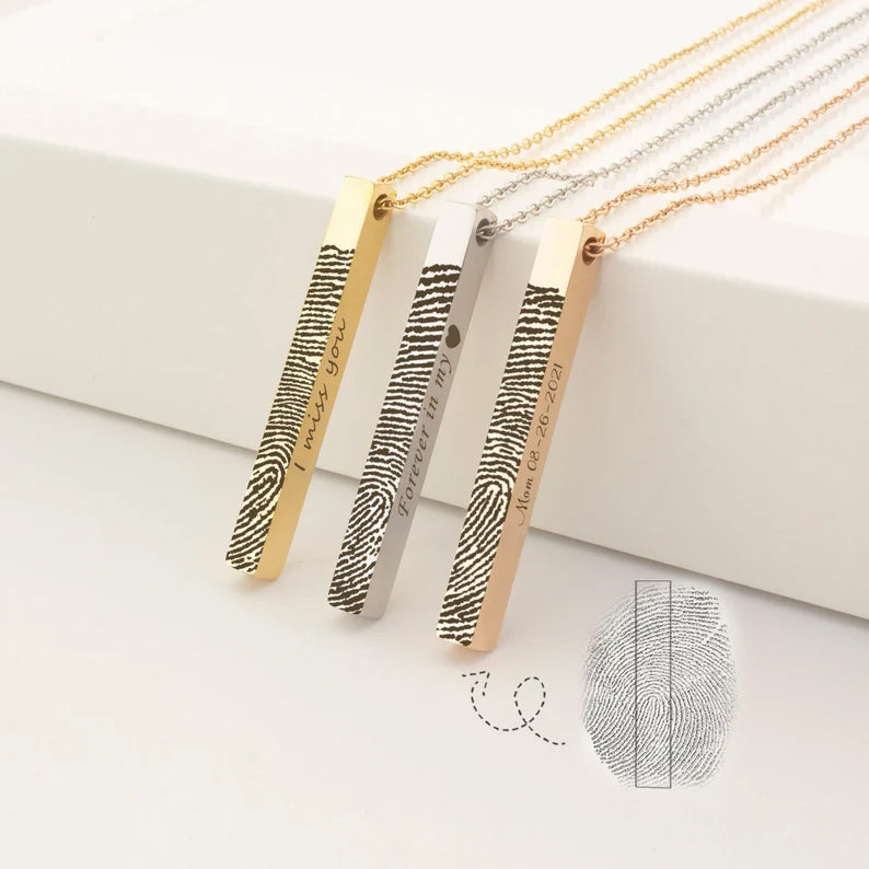 4-Sided Bar Fingerprint Memorial Necklace