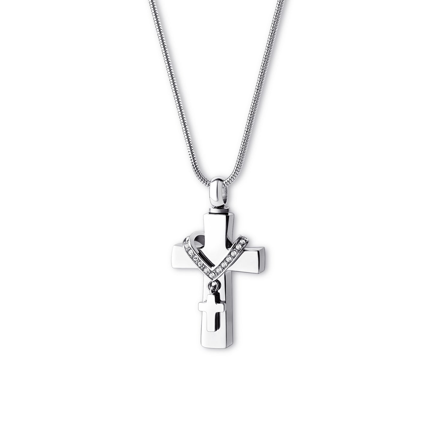 Premium Collet Cross Memorial Necklace