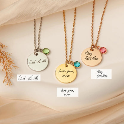 Custom Handwritting Birthstone Necklace