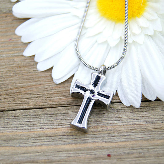 Inlay Cross Memorial Necklace