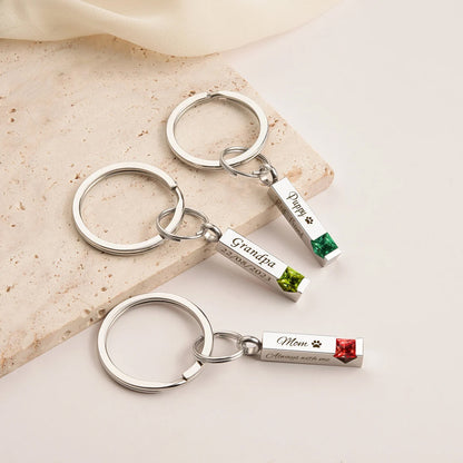 Birthstone Bar Memorial Key Chain