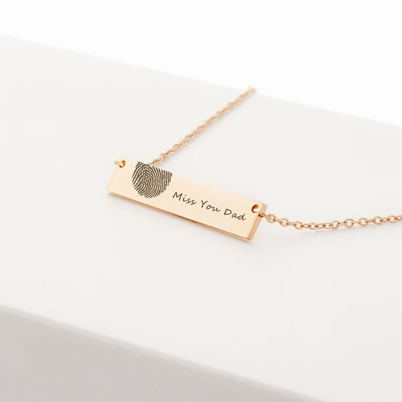 Horizontal Bar Fingerprint Memorial Necklace