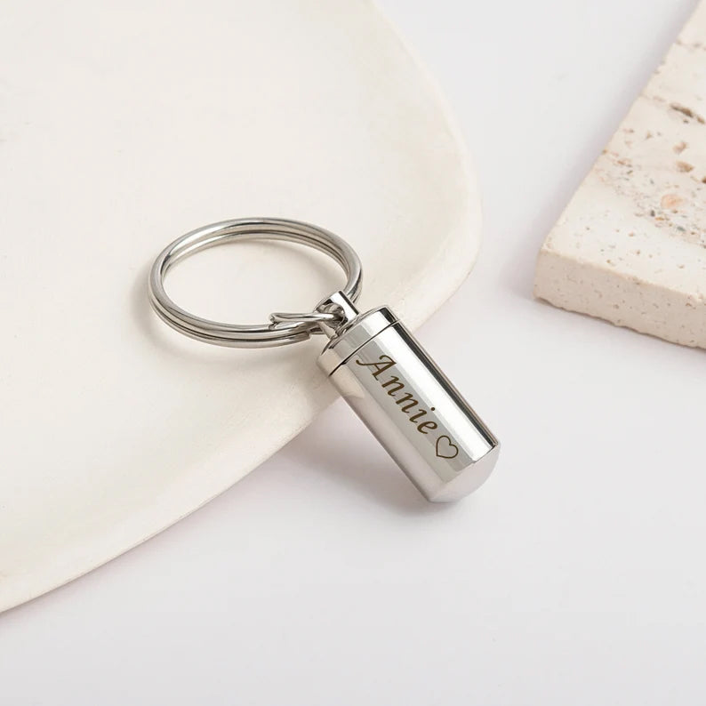 Polished Cylinder Memorial Key Chain