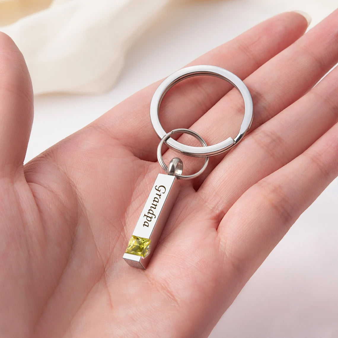 Birthstone Bar Memorial Key Chain