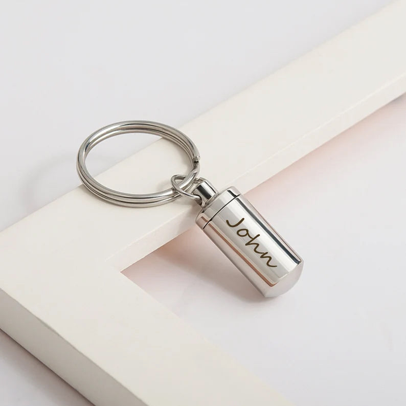 Polished Cylinder Memorial Key Chain