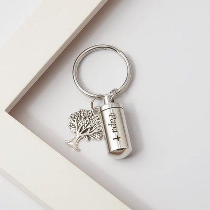 Tree of Life Charm Polish Cylinder Memorial Key Chain