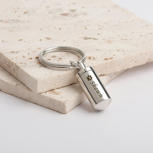 Polished Cylinder Memorial Key Chain