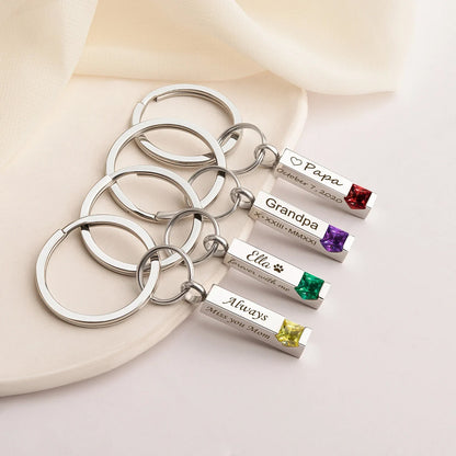 Birthstone Bar Memorial Key Chain