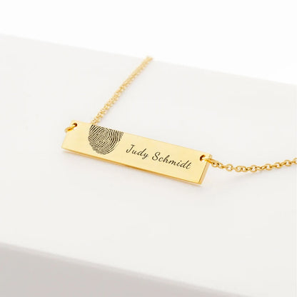 Horizontal Bar Fingerprint Memorial Necklace