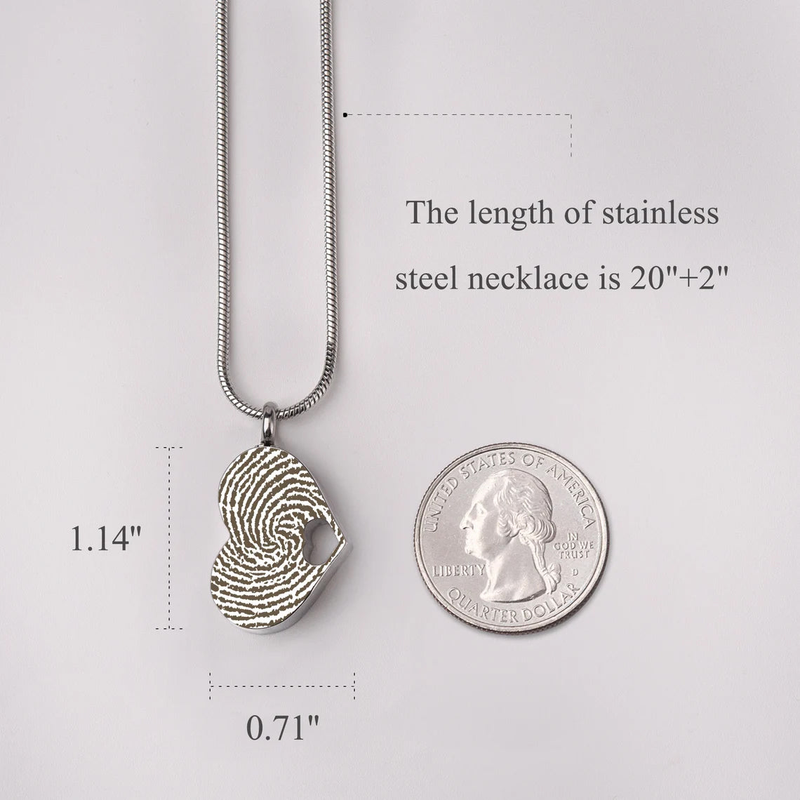 Sideways Heart Fingerprint Memorial Necklace