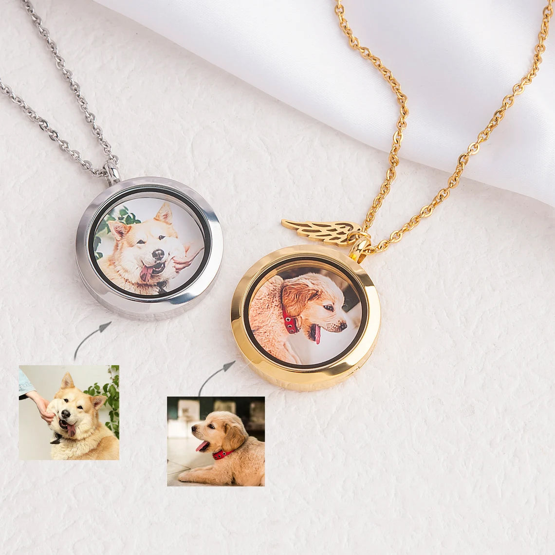 Round Locket Pet Memorial Necklace